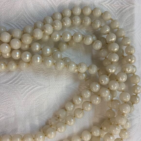 Vintage 1950s Multi Strand Bead Off White Choker Japan Great 4 Up Cycle  (J529) - Picture 7 of 14